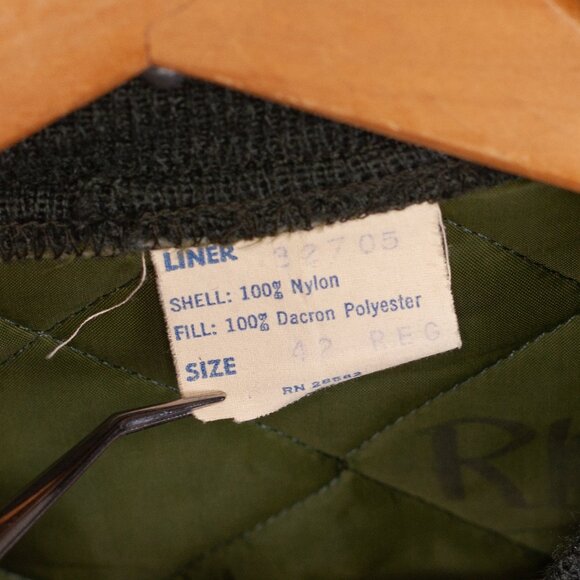 Vintage 70s Quilted Zip-up Liner Jacket in Olive Green - Women's LG / Men's MD - Picture 4 of 9